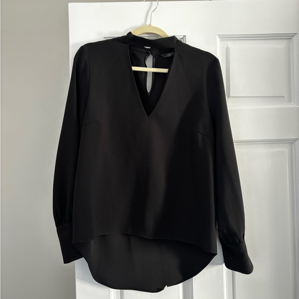 Zara Woman Black Choker V-Neck Top